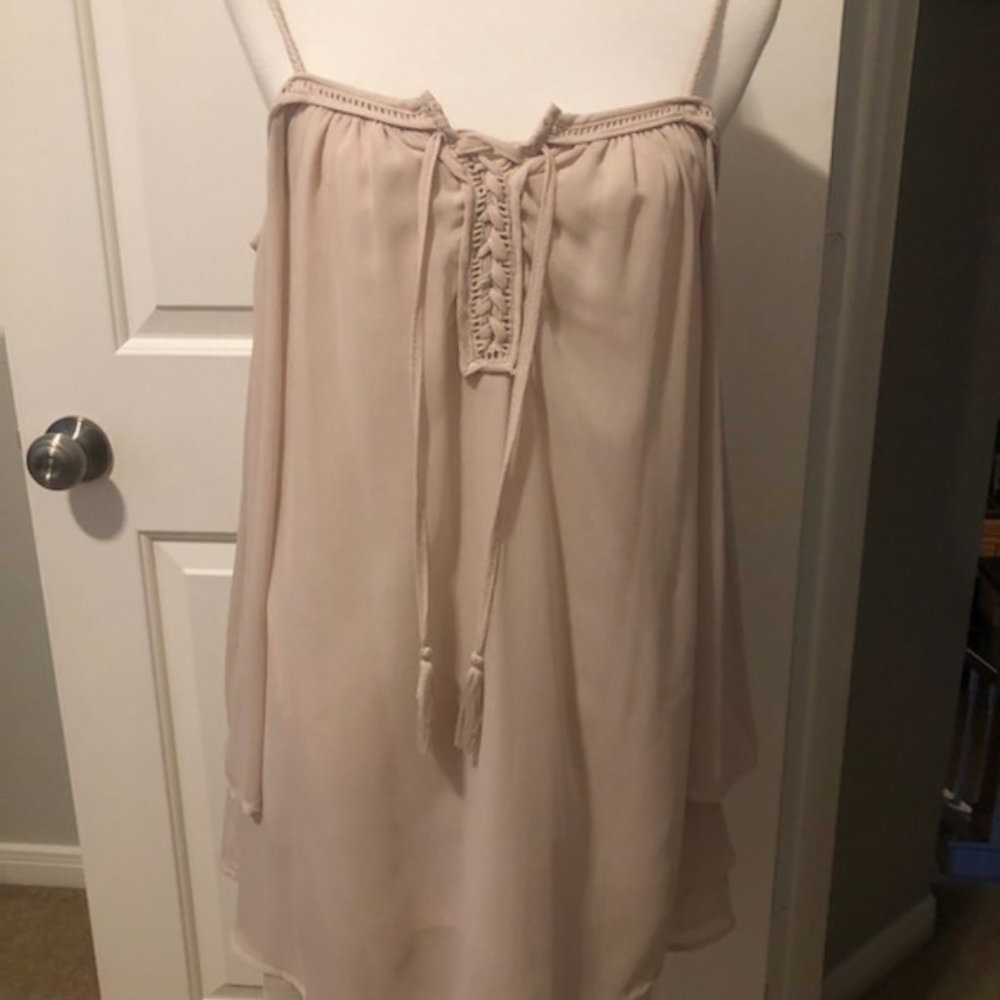 Purple Snow | Boho Creme Cold Shoulder Dress - S